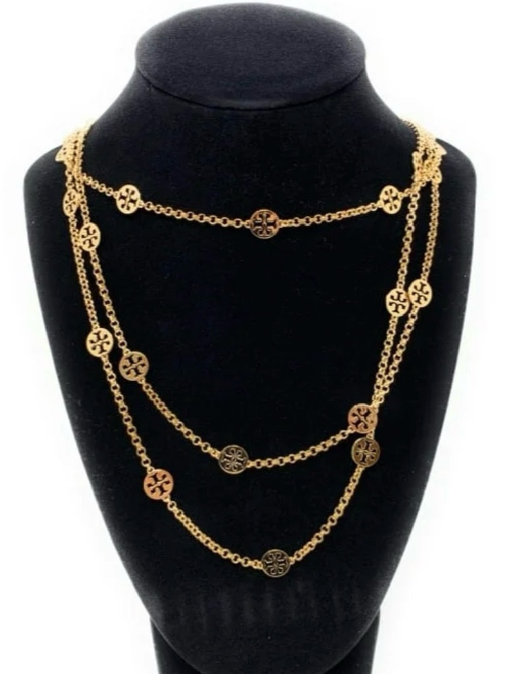 Tory Burch Gold Multi-Strand Clover Pendant Necklace